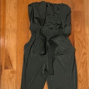 Silk olive green jumpsuit